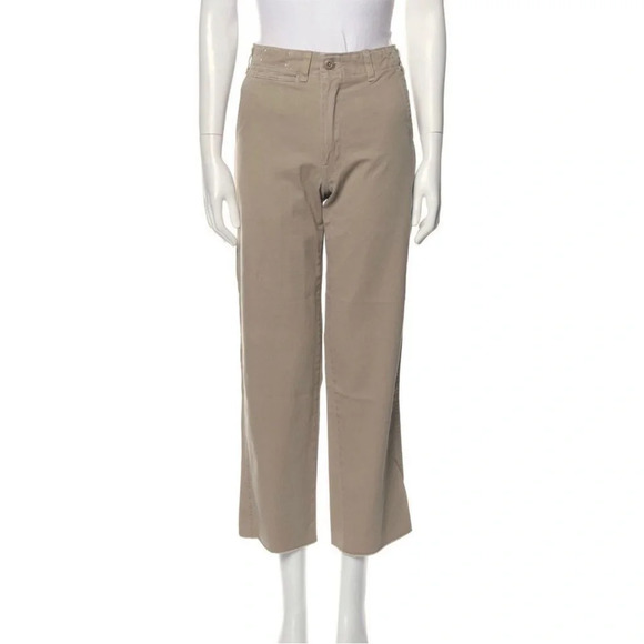 Reformation Straight Leg High Rise Military Pants Raw Hem Tan Khaki Size XS - Picture 1 of 10